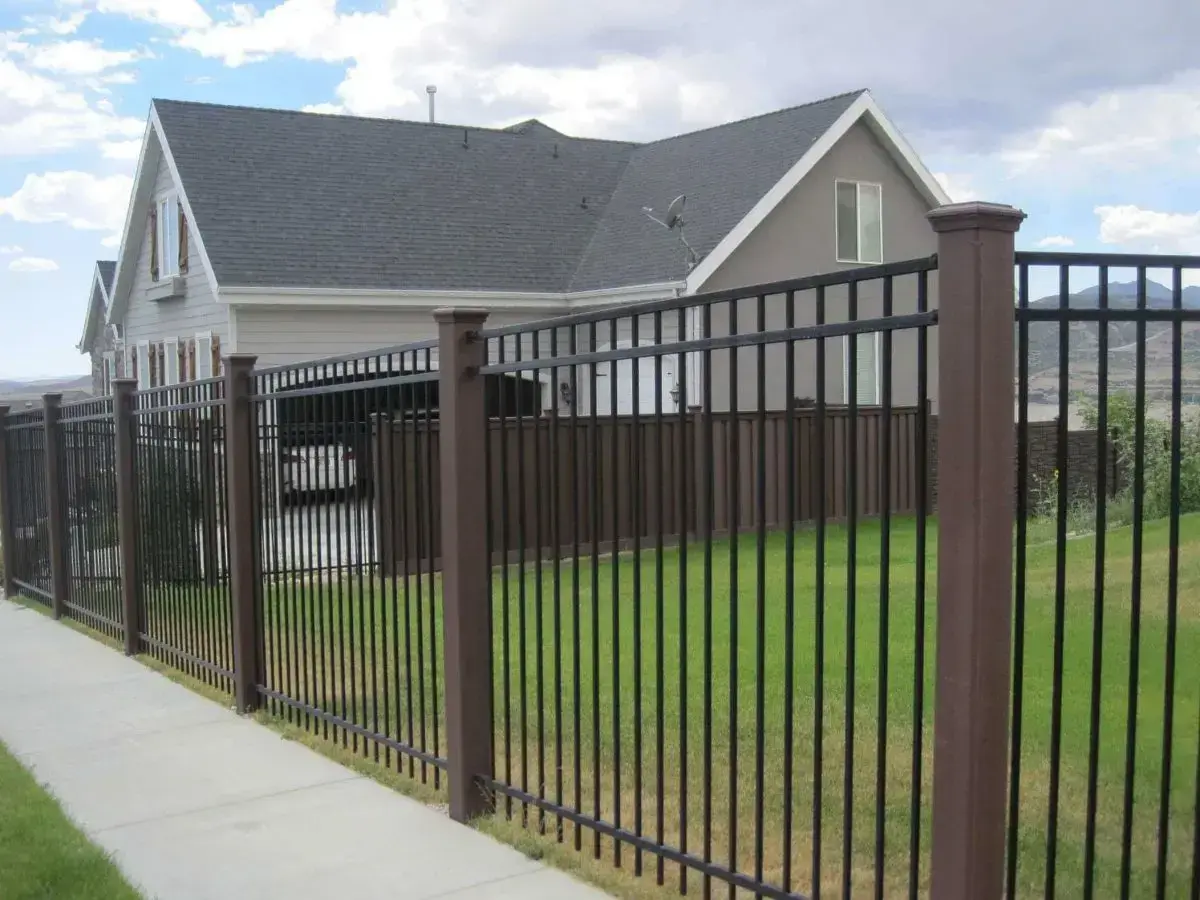 Iron panels and brown privacy wall on the modern house in charleston sc